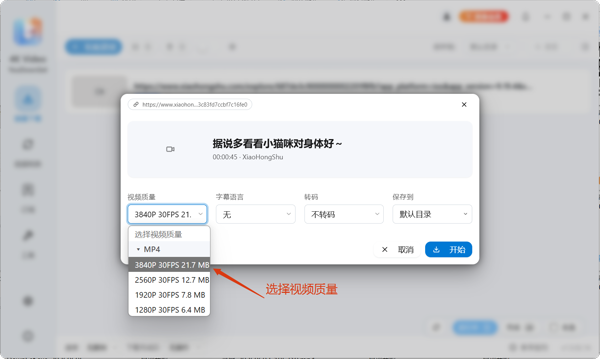 小红书下载参数截图