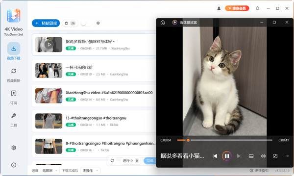 小红书下载完成结果截图